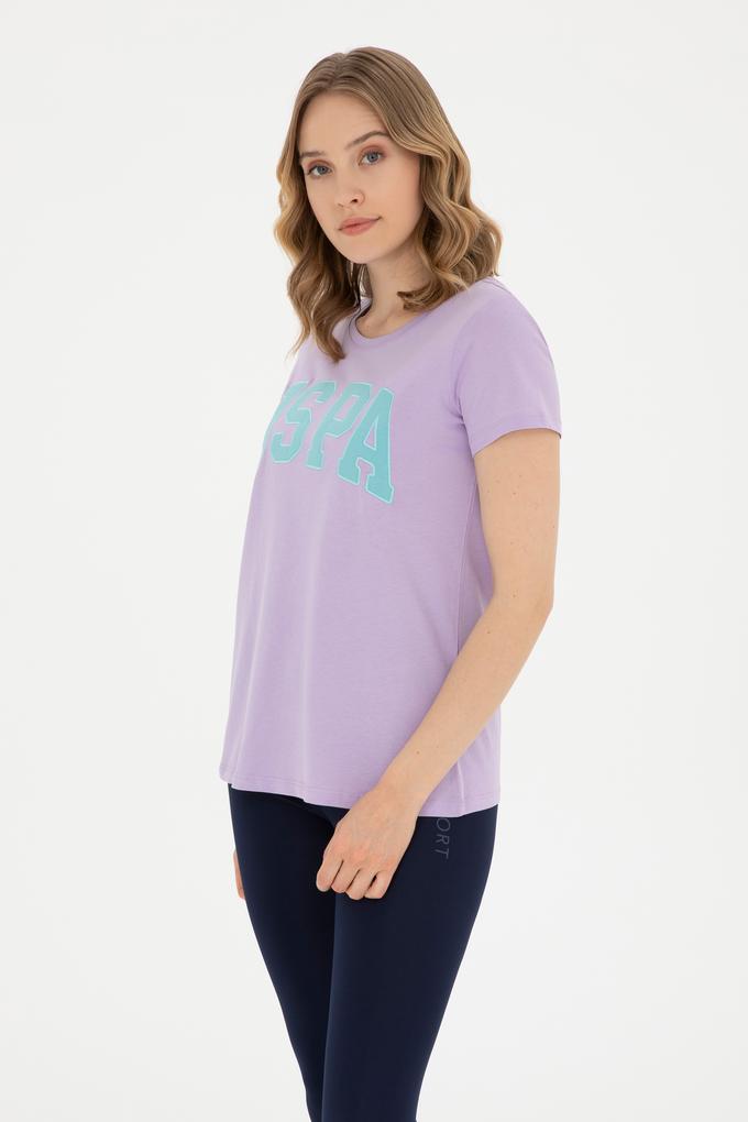Kadın Lila Bisiklet Yaka Basic Tişört