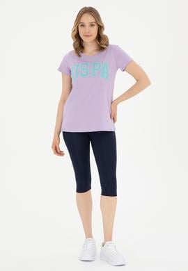 Kadın Lila Bisiklet Yaka Basic Tişört - 50280036108