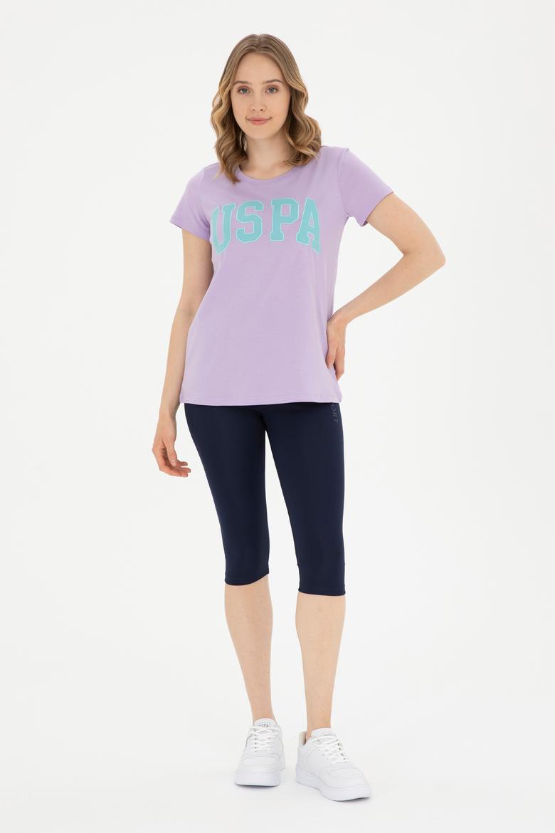 Kadın Lila Bisiklet Yaka Basic Tişört - 50280036108