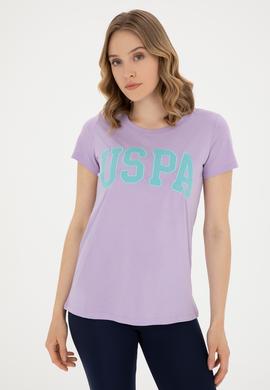Kadın Lila Bisiklet Yaka Basic Tişört - 50280036108