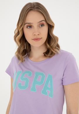Kadın Lila Bisiklet Yaka Basic Tişört - 50280036108