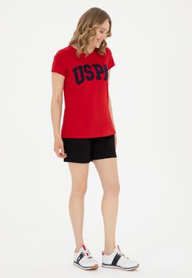 Kadın Kırmızı Bisiklet Yaka Basic Tişört - 50280036175