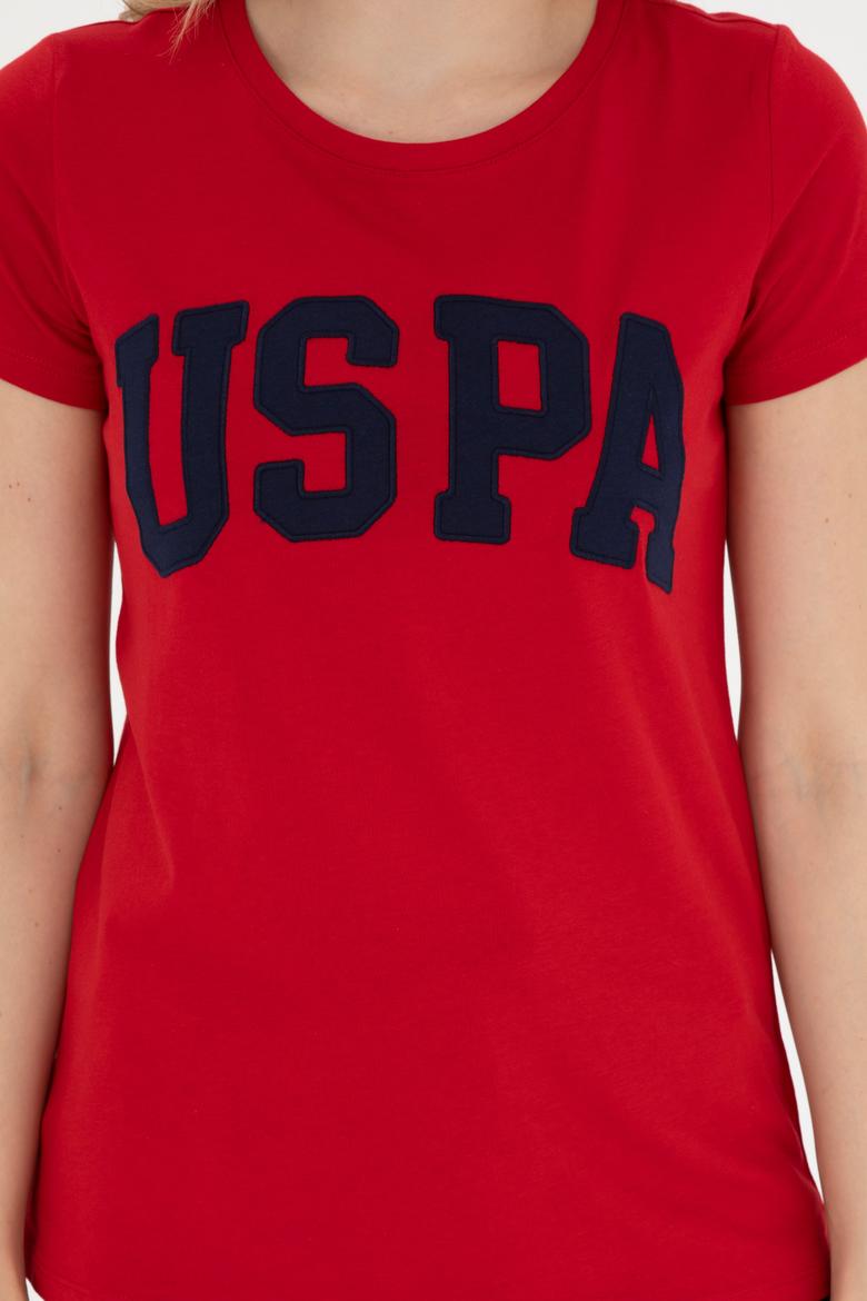 Kadın Kırmızı Bisiklet Yaka Basic Tişört - 50280036175