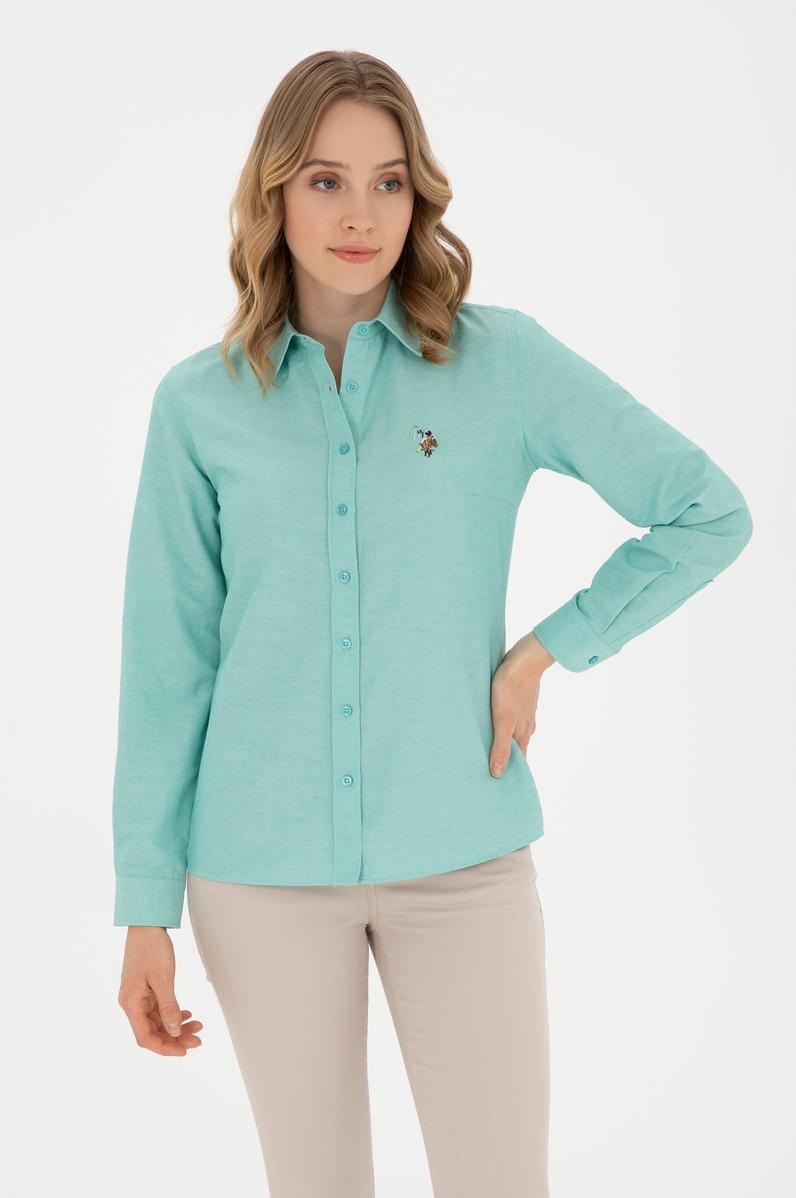 Kadın Mint Uzun Kollu Basic Gömlek