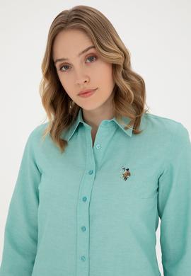 Kadın Mint Uzun Kollu Basic Gömlek - 50283992017