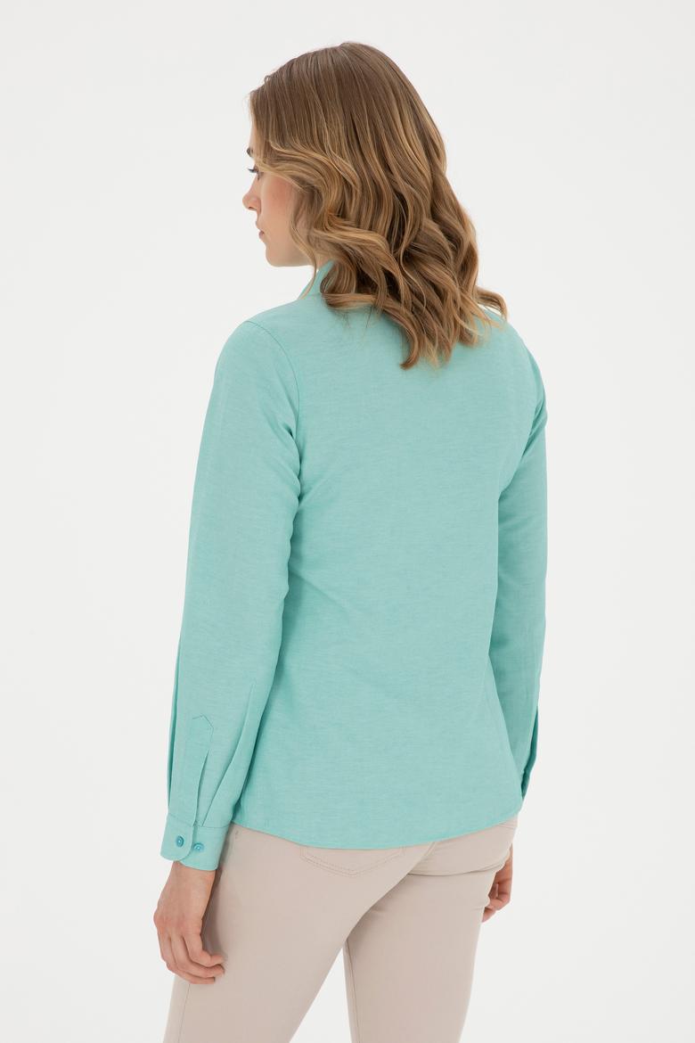 Kadın Mint Uzun Kollu Basic Gömlek - 50283992017