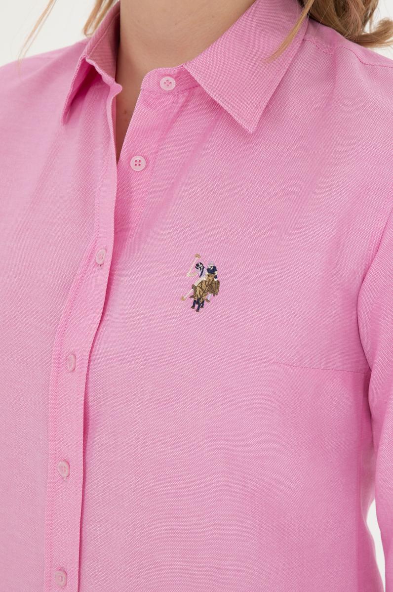 Kadın Pembe Uzun Kollu Basic Gömlek