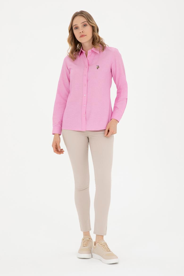 Kadın Pembe Uzun Kollu Basic Gömlek - 50283992030