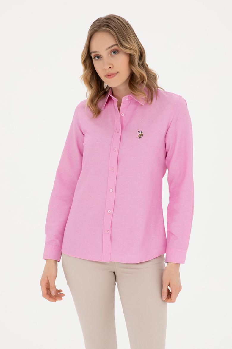 Kadın Pembe Uzun Kollu Basic Gömlek