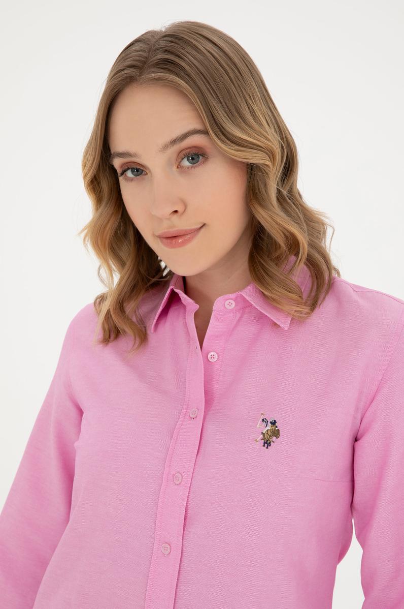 Kadın Pembe Uzun Kollu Basic Gömlek