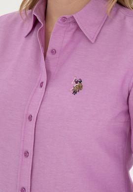 Kadın Mor Uzun Kollu Basic Gömlek - 50283992071