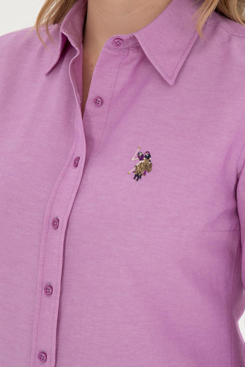 Kadın Mor Uzun Kollu Basic Gömlek - 50283992071