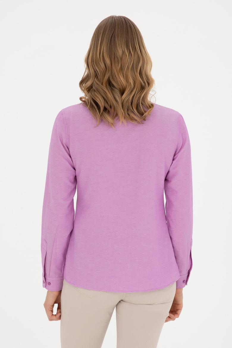 Kadın Mor Uzun Kollu Basic Gömlek - 50283992071