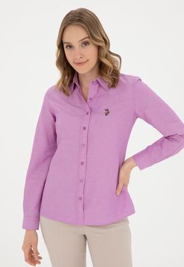 Kadın Mor Uzun Kollu Basic Gömlek - 50283992071