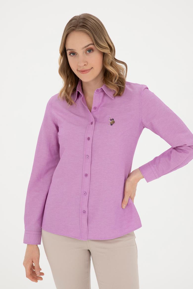 Kadın Mor Uzun Kollu Basic Gömlek - 50283992071