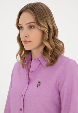 Kadın Mor Uzun Kollu Basic Gömlek - 50283992071