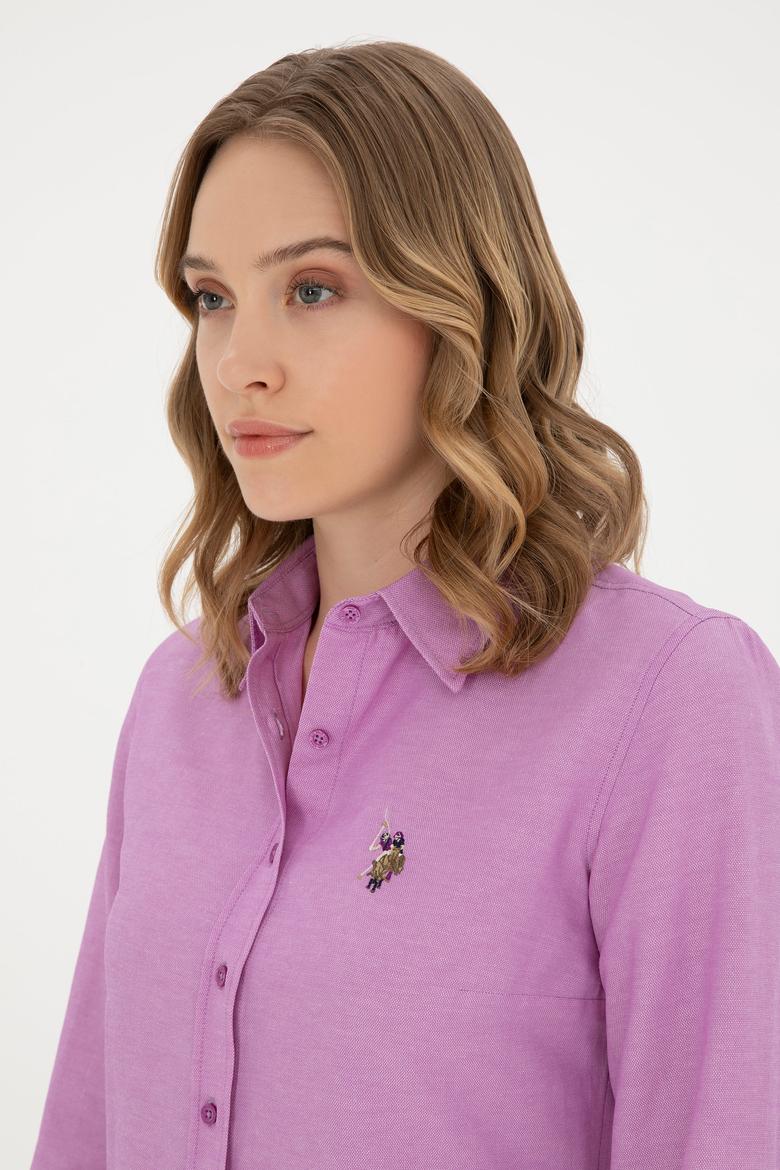 Kadın Mor Uzun Kollu Basic Gömlek - 50283992071