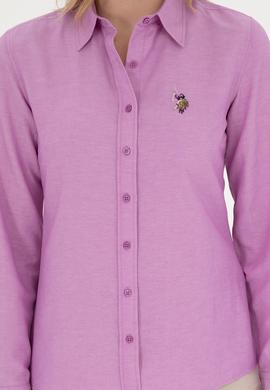 Kadın Mor Uzun Kollu Basic Gömlek - 50283992071