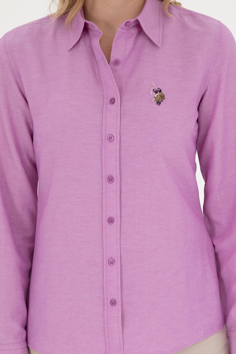 Kadın Mor Uzun Kollu Basic Gömlek - 50283992071