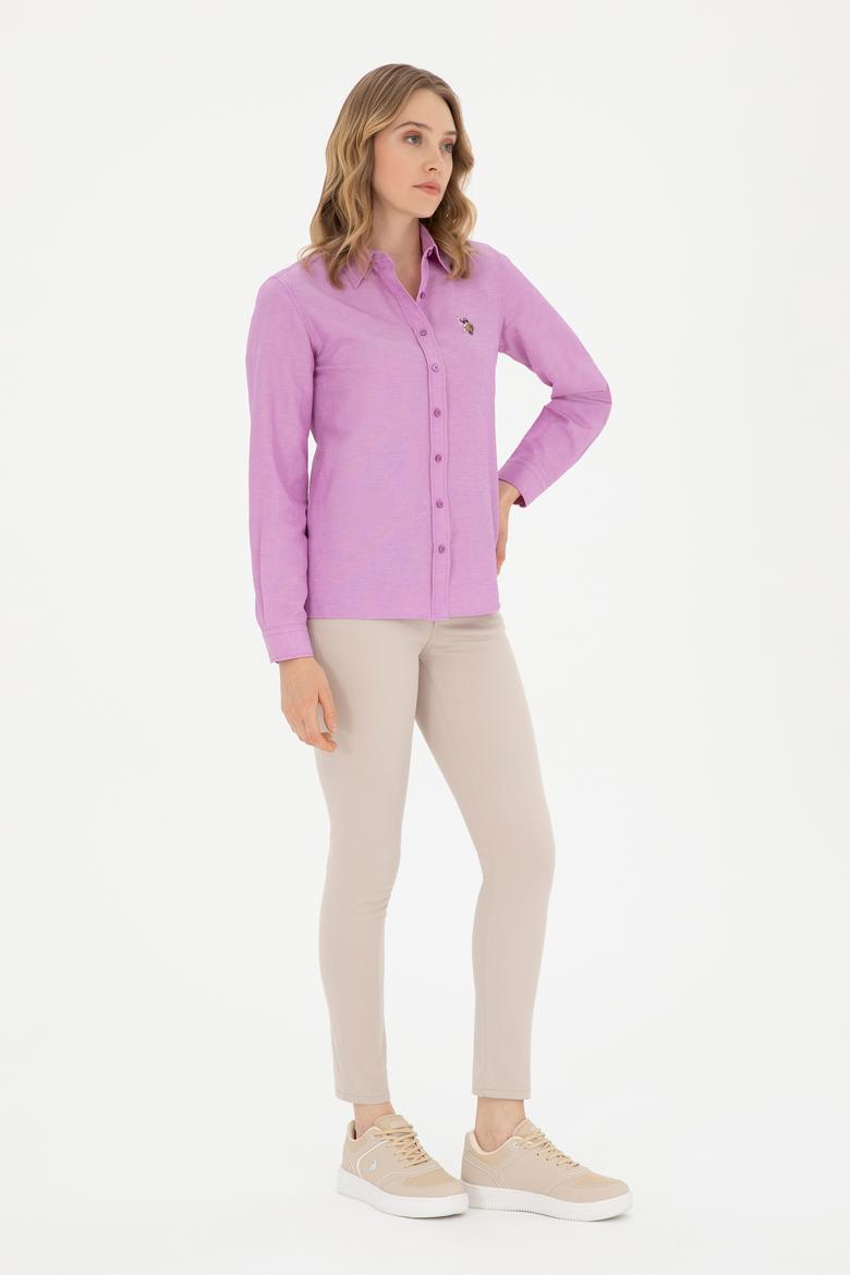 Kadın Mor Uzun Kollu Basic Gömlek - 50283992071
