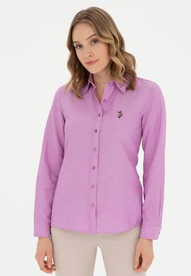 Kadın Mor Uzun Kollu Basic Gömlek - 50283992071