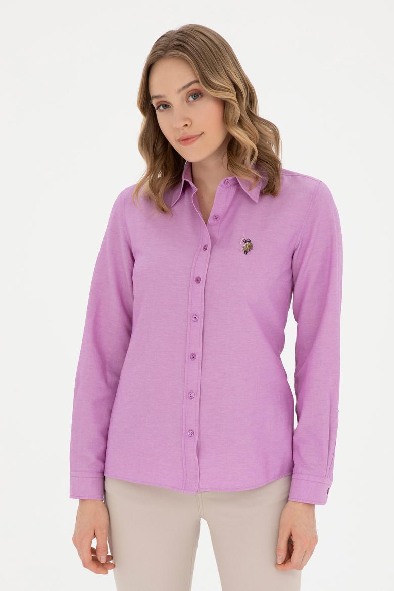 Kadın Mor Uzun Kollu Basic Gömlek
