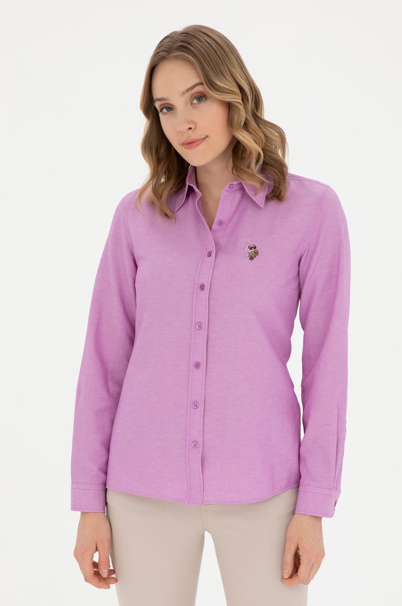 Kadın Mor Uzun Kollu Basic Gömlek