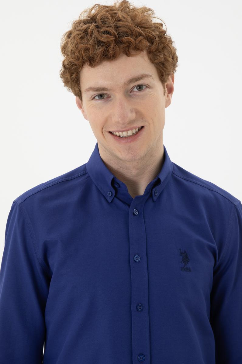 Erkek Mavi Uzun Kollu Basic Gömlek