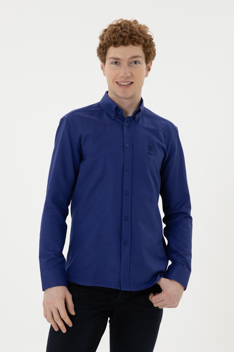 Erkek Mavi Uzun Kollu Basic Gömlek - 50282590090