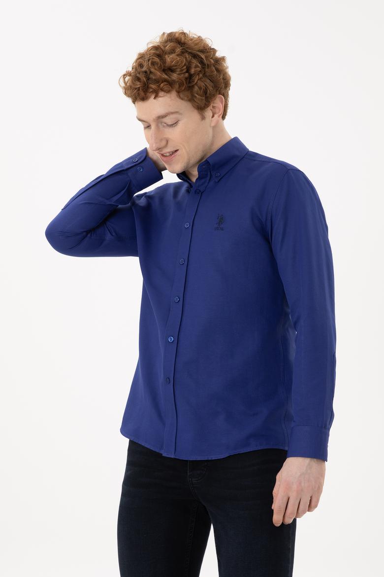 Erkek Mavi Uzun Kollu Basic Gömlek