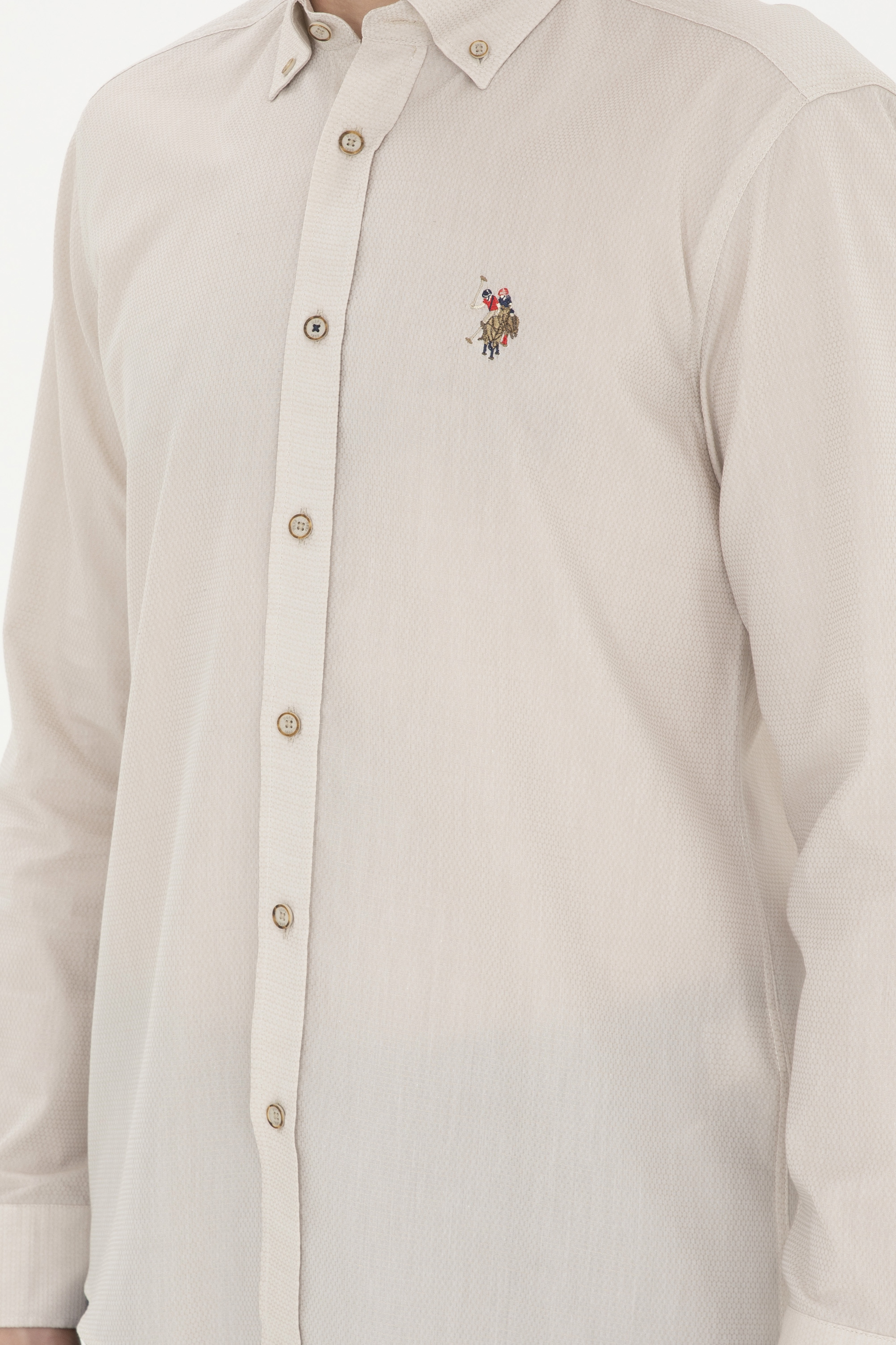 Erkek Taş Uzun Kollu Basic Gömlek - Image 6