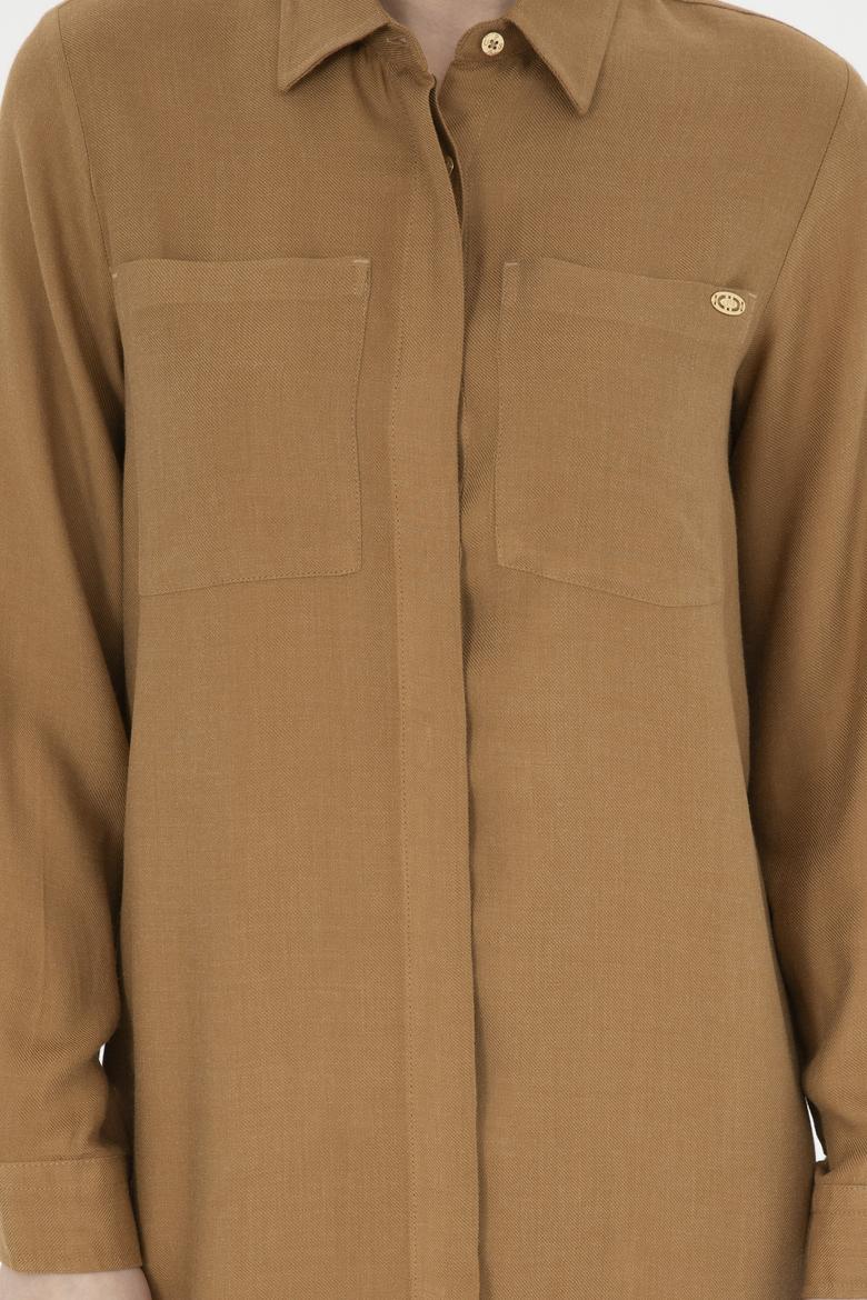 Kadın Açık Haki Dokuma Elbise - 50271173046