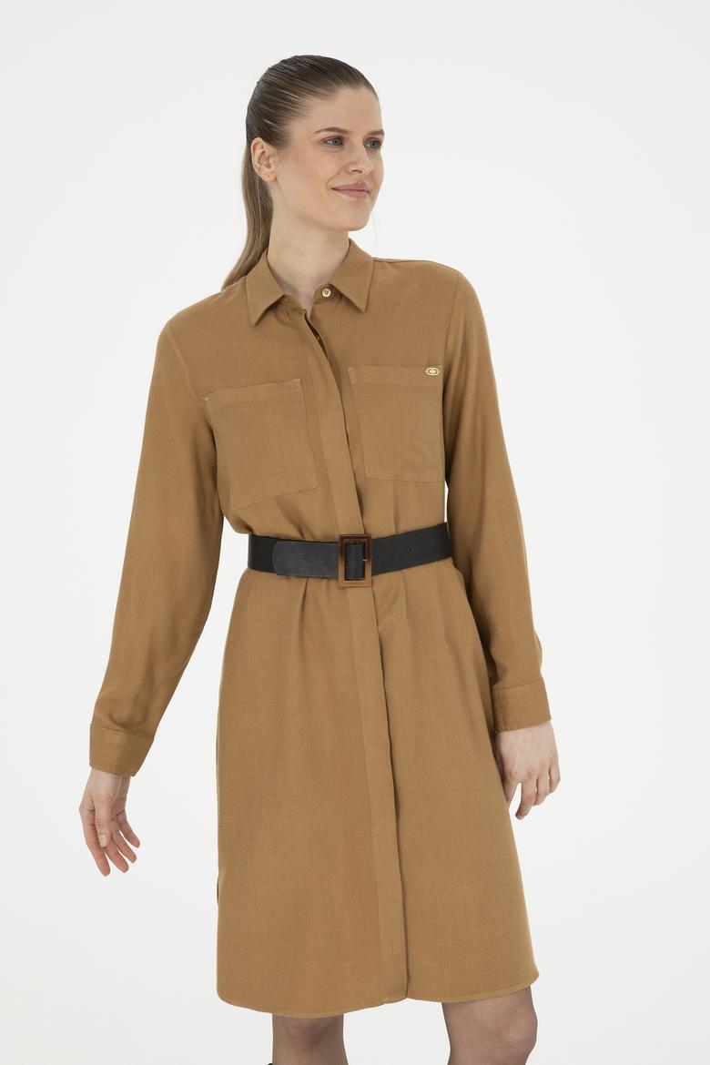 Kadın Açık Haki Dokuma Elbise - 50271173046