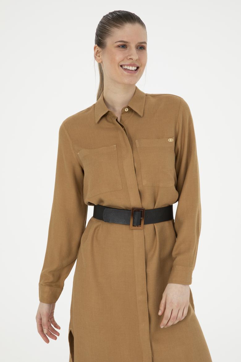 Kadın Açık Haki Dokuma Elbise - 50271173046