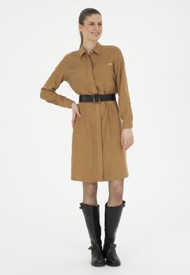 Kadın Açık Haki Dokuma Elbise - 50271173046