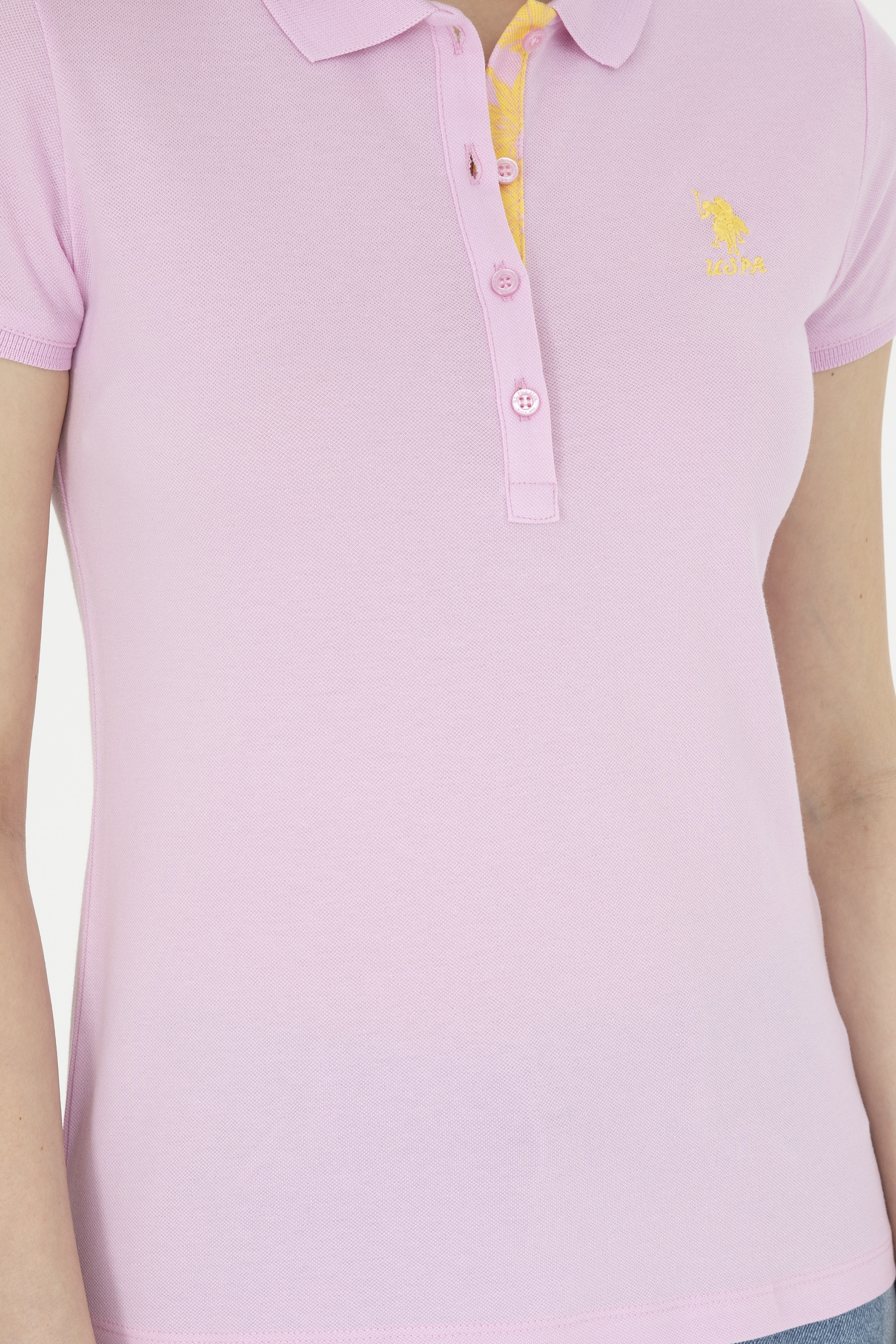 Kadın Pembe Basic Polo Yaka Tişört - Image 6