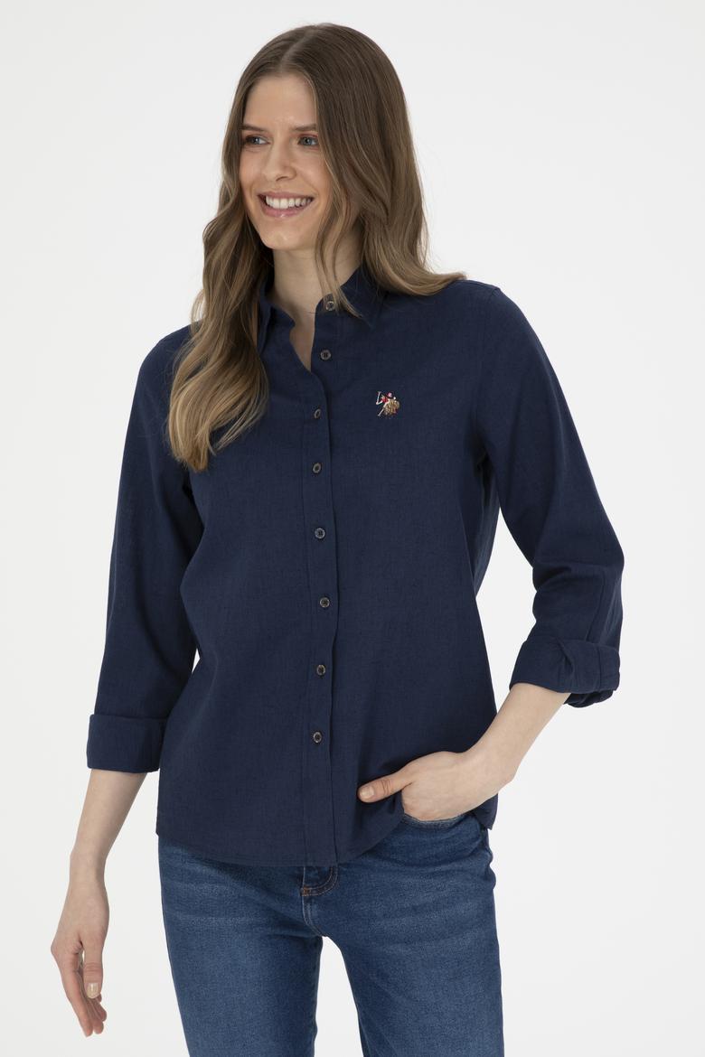 Kadın Lacivert Uzun Kollu Basic Gömlek - 50283991052