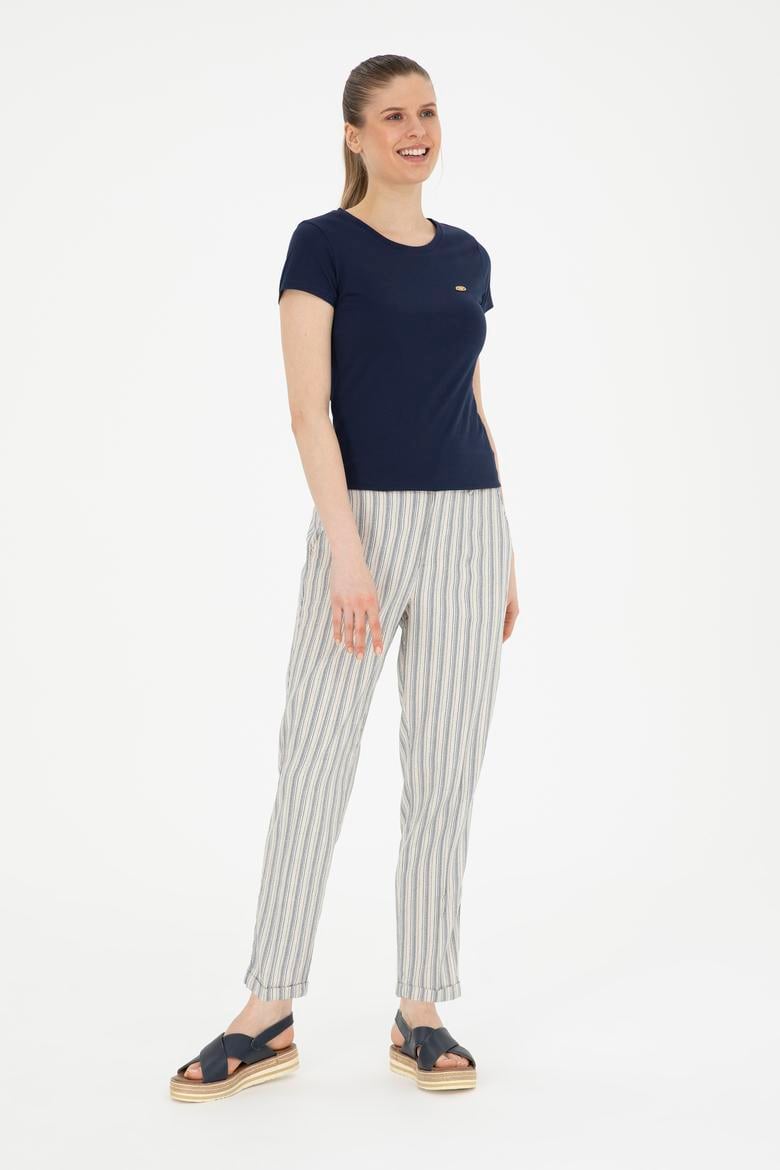 Kadın Lacivert Bisiklet Yaka Basic Tişört - 50288686016