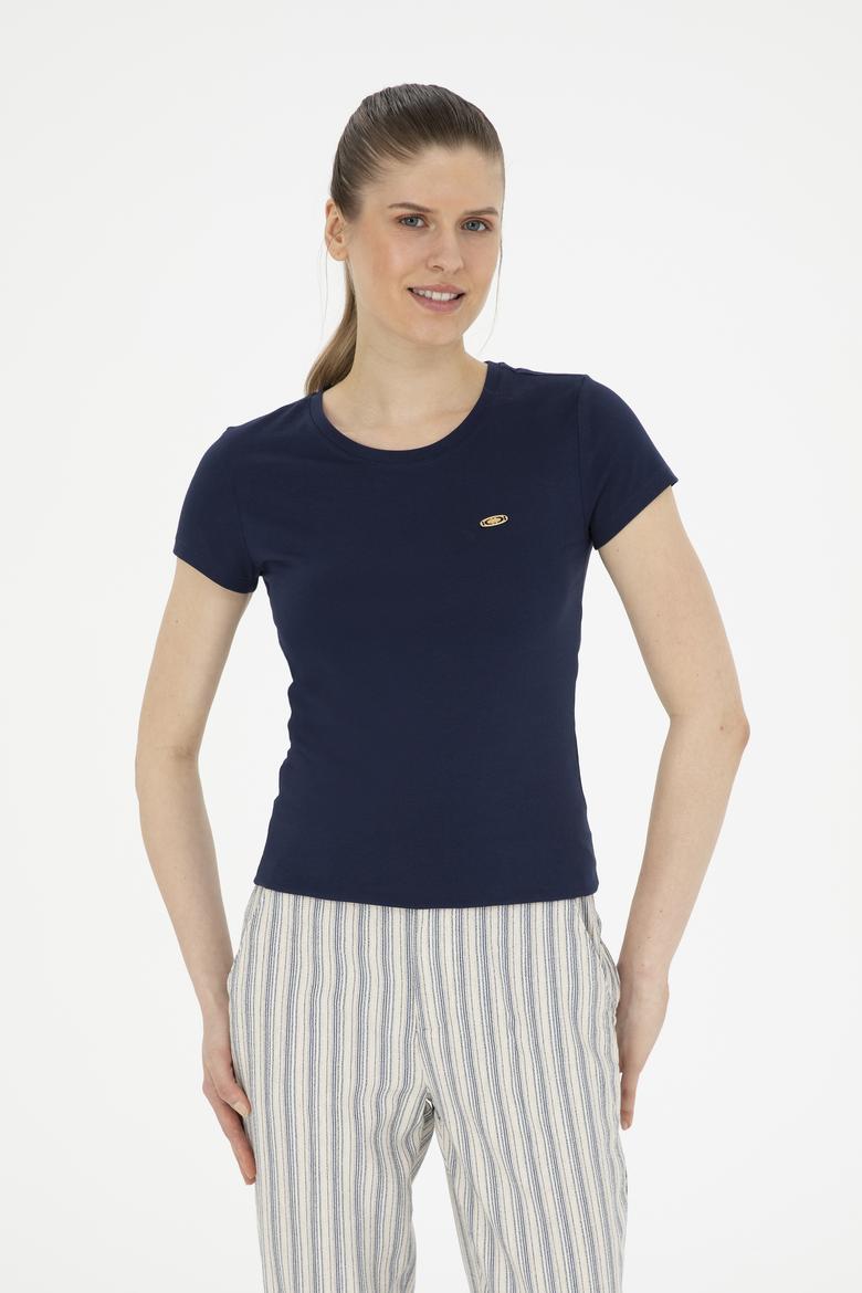 Kadın Lacivert Bisiklet Yaka Basic Tişört