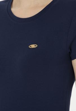 Kadın Lacivert Bisiklet Yaka Basic Tişört - 50288686016