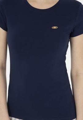 Kadın Lacivert Bisiklet Yaka Basic Tişört - 50288686016