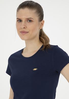 Kadın Lacivert Bisiklet Yaka Basic Tişört - 50288686016