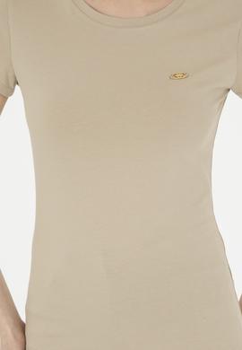 Kadın Açık Haki Bisiklet Yaka Basic Tişört - 50288686040