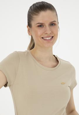 Kadın Açık Haki Bisiklet Yaka Basic Tişört - 50288686040