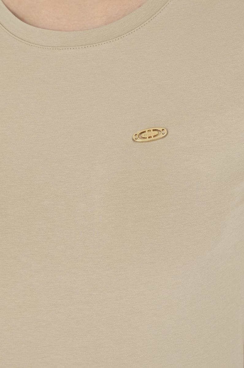 Kadın Açık Haki Bisiklet Yaka Basic Tişört