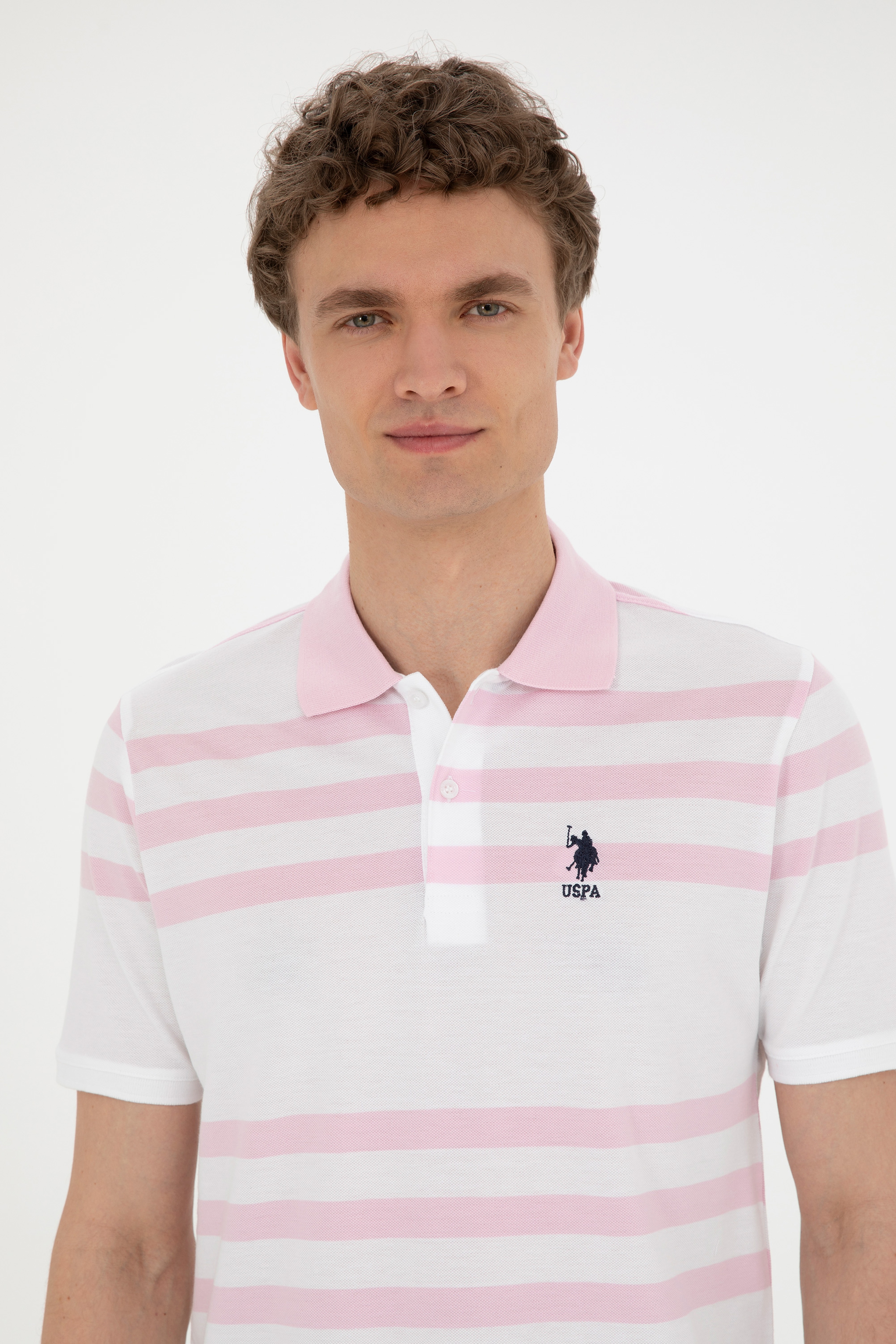 Erkek Regular Fit Polo Yaka Pembe Tişört