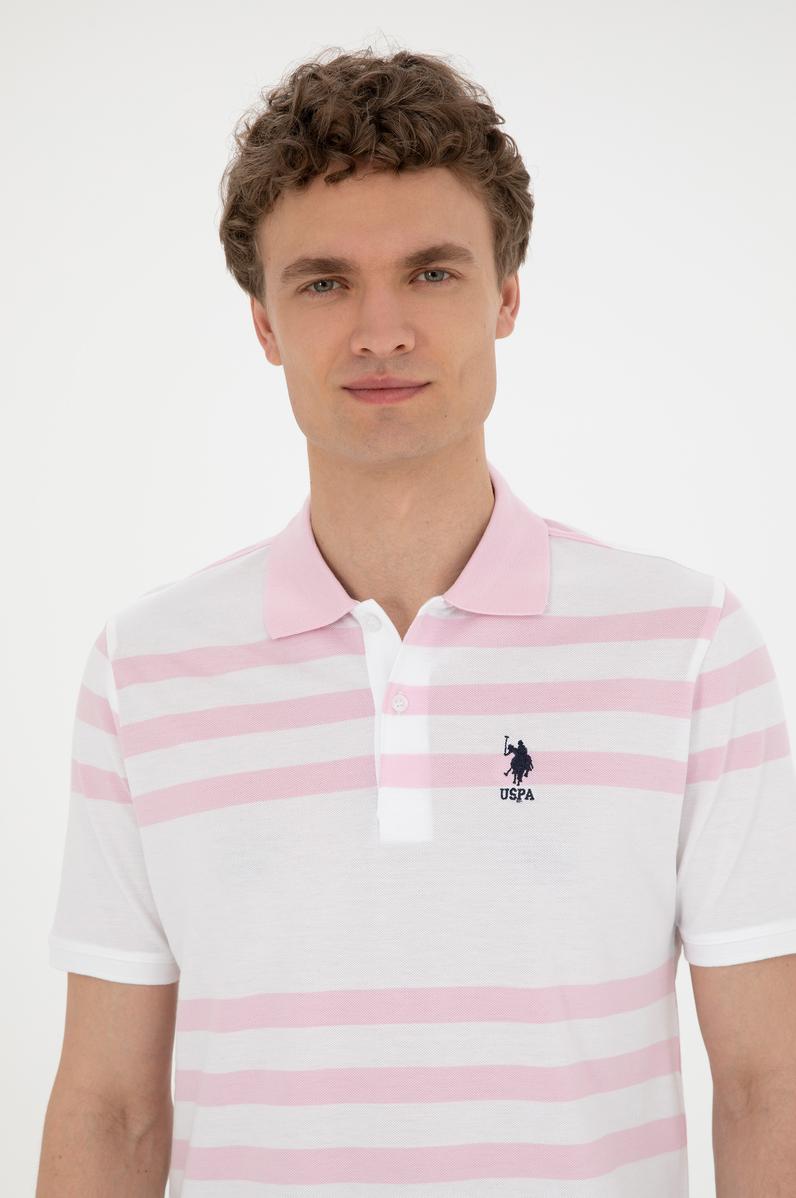 Erkek Regular Fit Polo Yaka Pembe Tişört