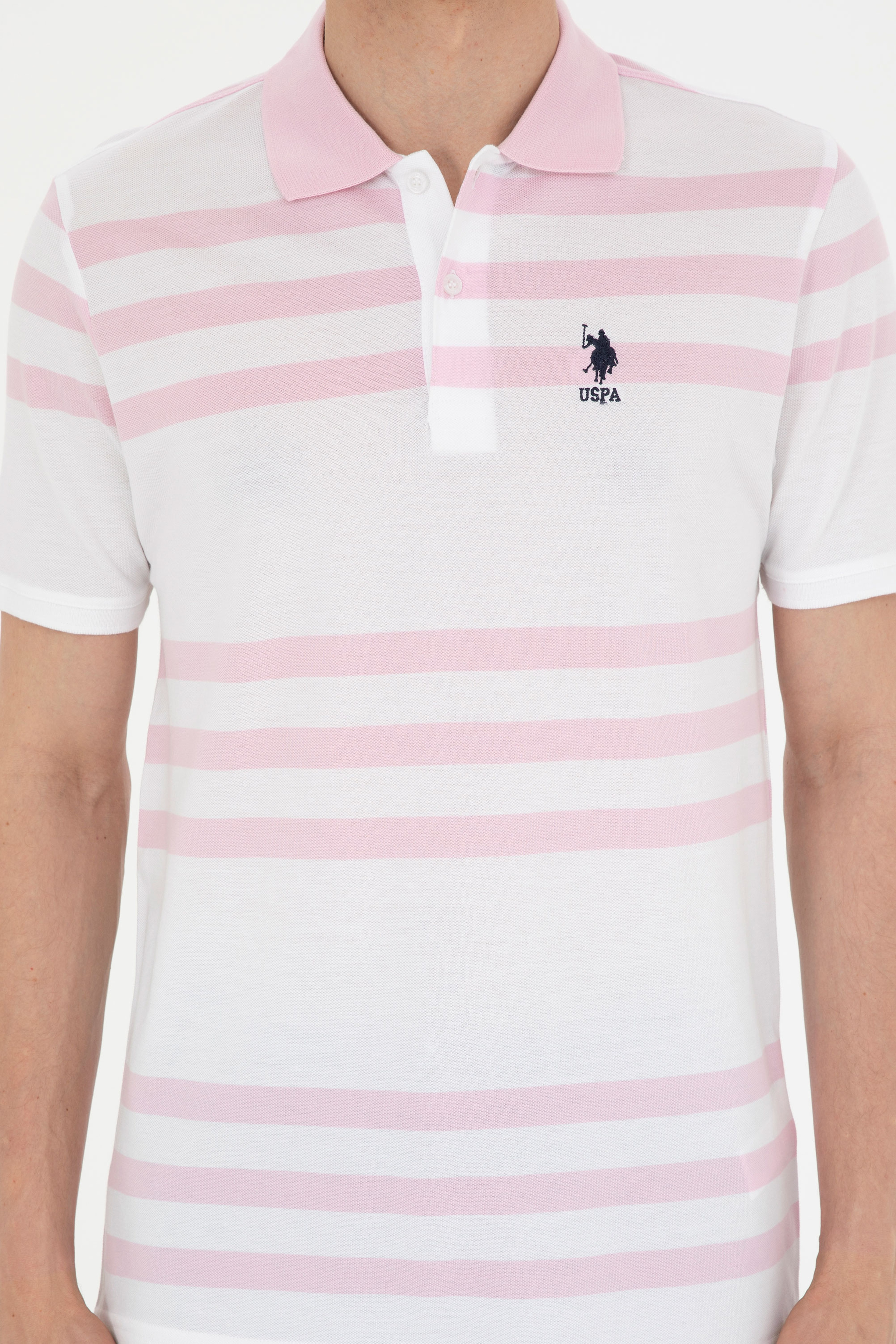 Erkek Regular Fit Polo Yaka Pembe Tişört - Image 6