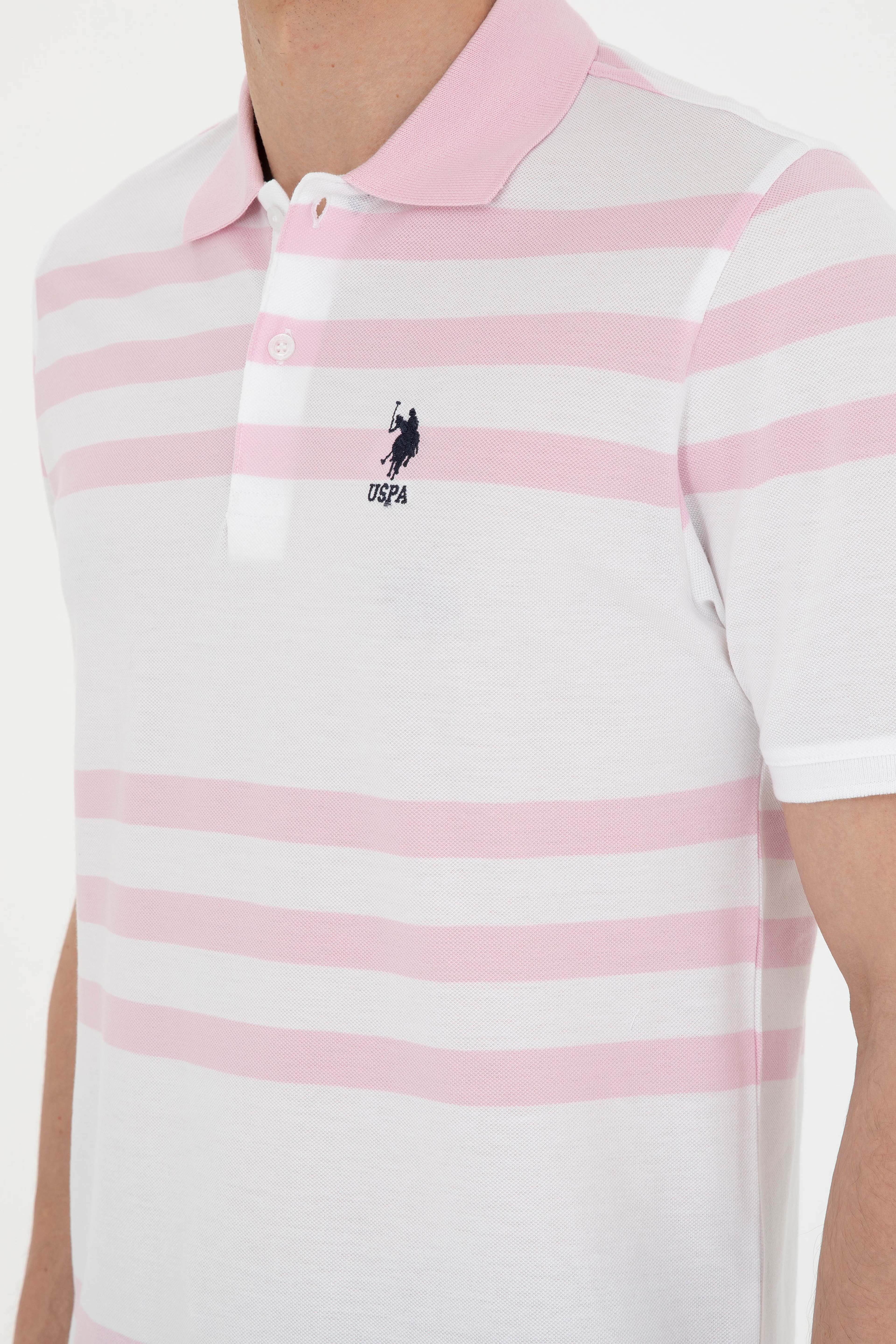 Erkek Regular Fit Polo Yaka Pembe Tişört - Image 7