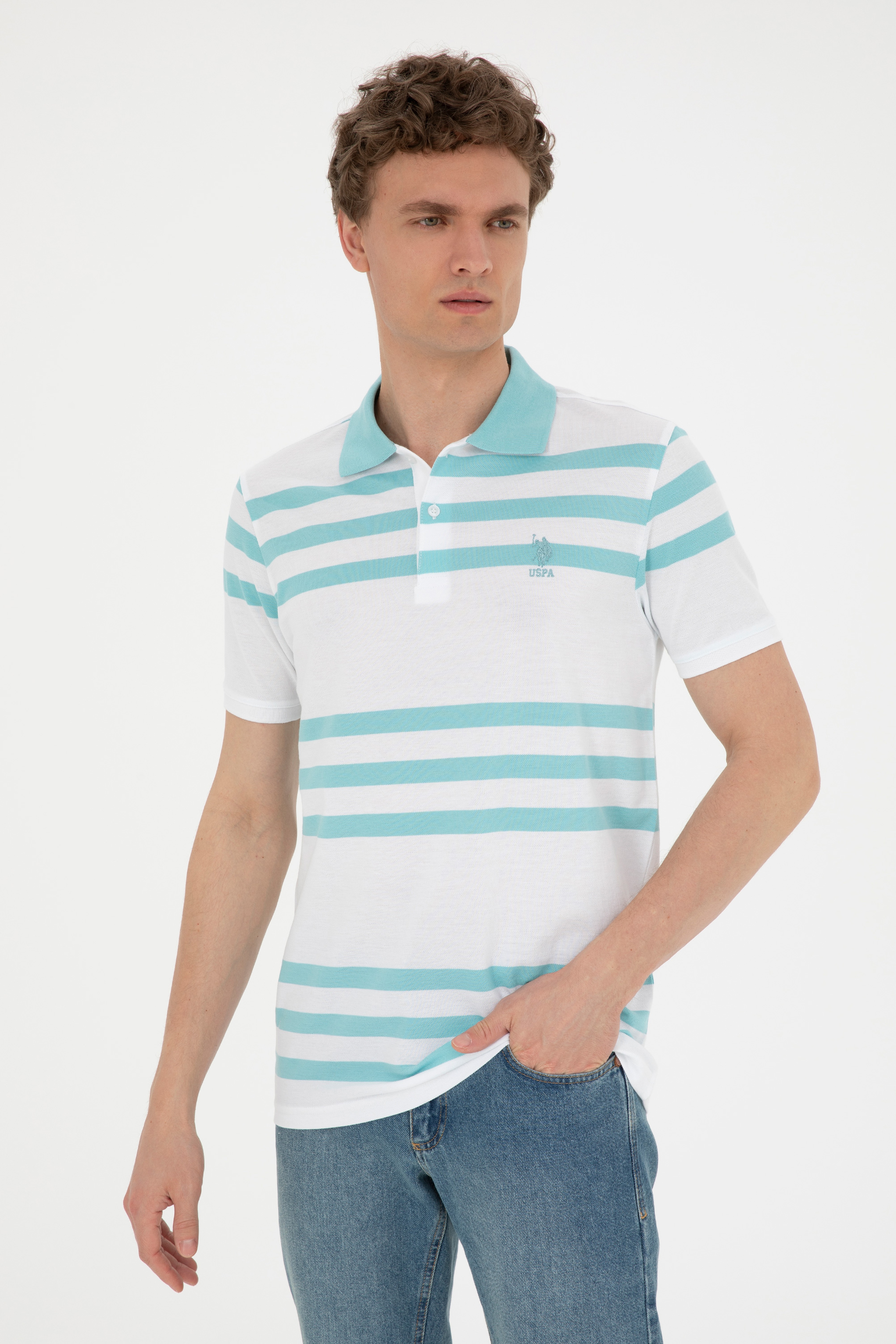 Erkek Regular Fit Polo Yaka Mint Tişört
